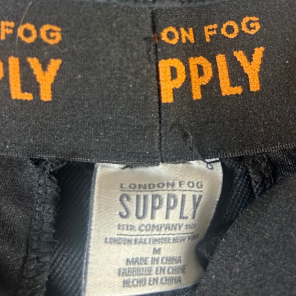 London Fog Supply Mens Black Athletic Drawstring Pants Zipper Pocket Size Medium - Picture 2 of 6